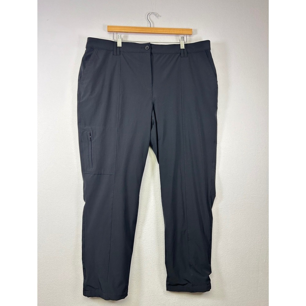 Talbots Active Pants Women 18W Black Stretch Straight Leg Cargo Pocket ID245